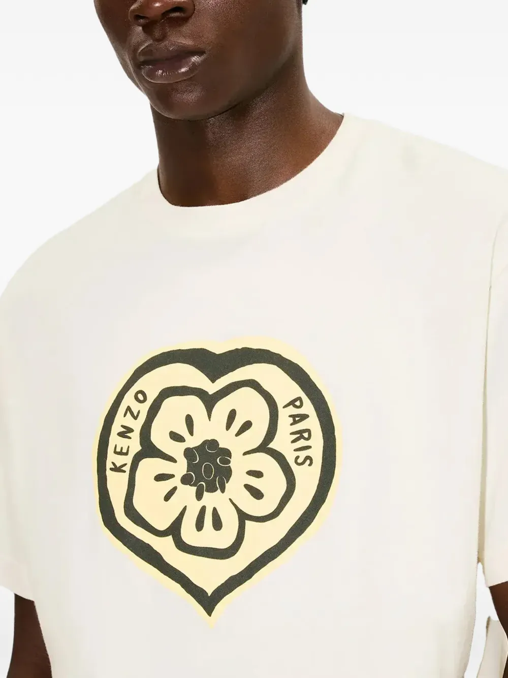 Kenzo Boke Heart T-shirt met bloemenprint Beige