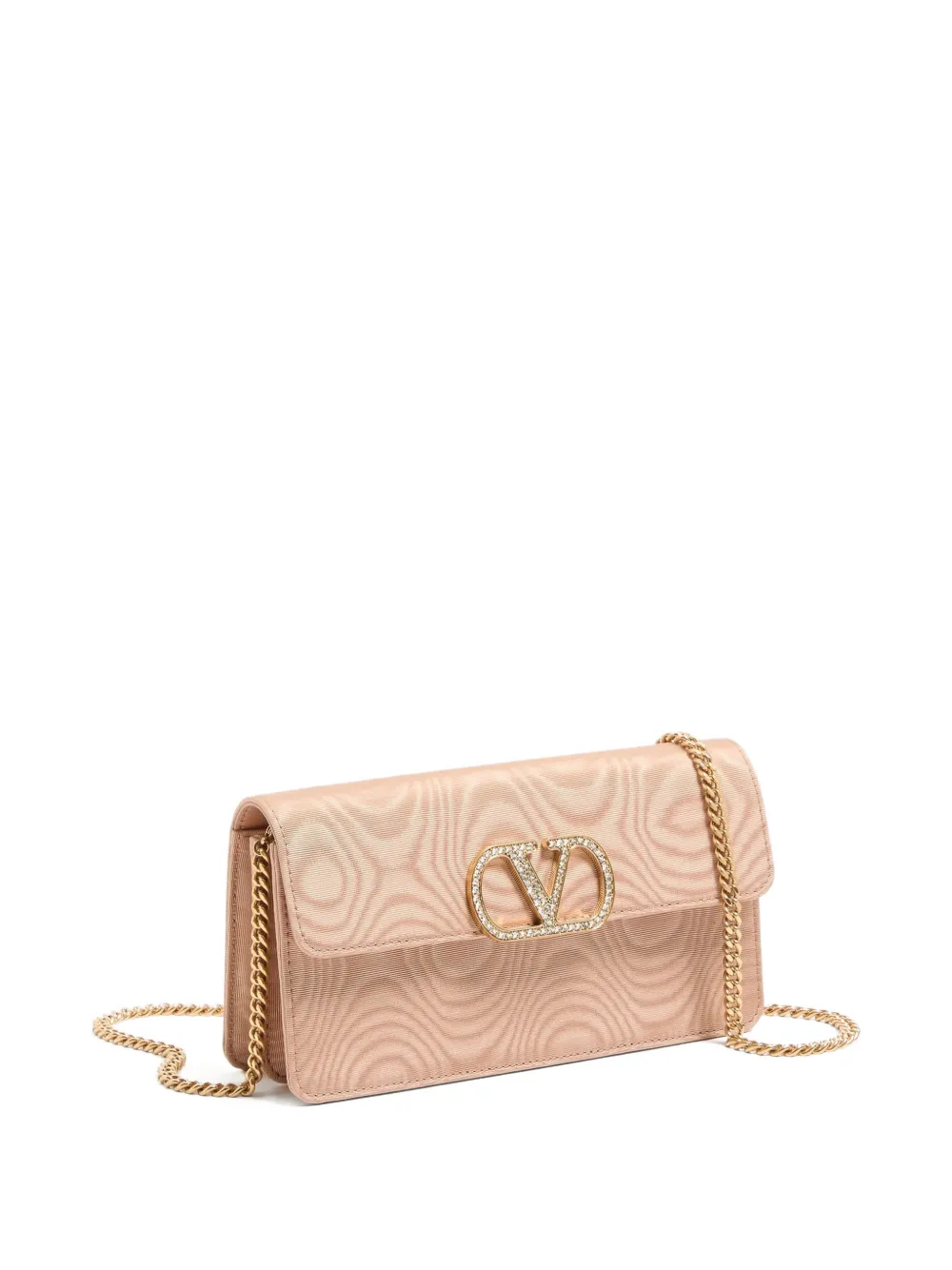 Valentino Garavani VLogo Signature portemonnee van Moiré stof met verfraaid logo Roze