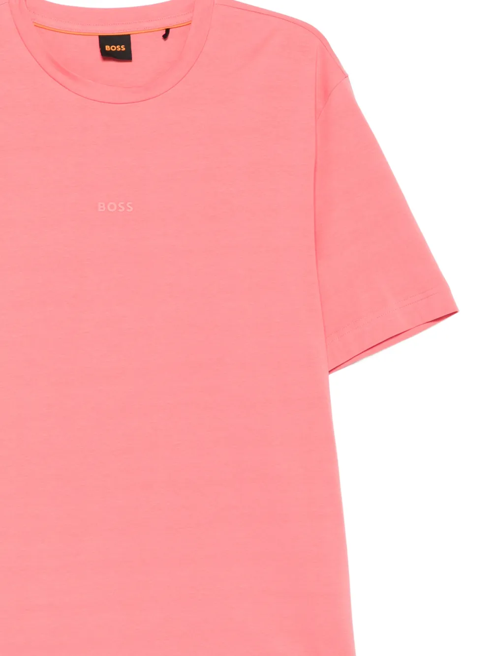 BOSS Stretch-katoenen T-shirt met contrasterend logo Roze