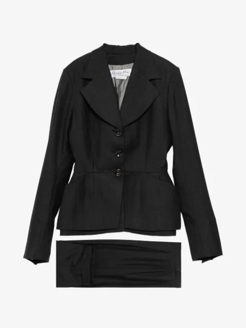 Christian Dior Pre-Owned Charcoal Sculpted Waist Wool Suit Set