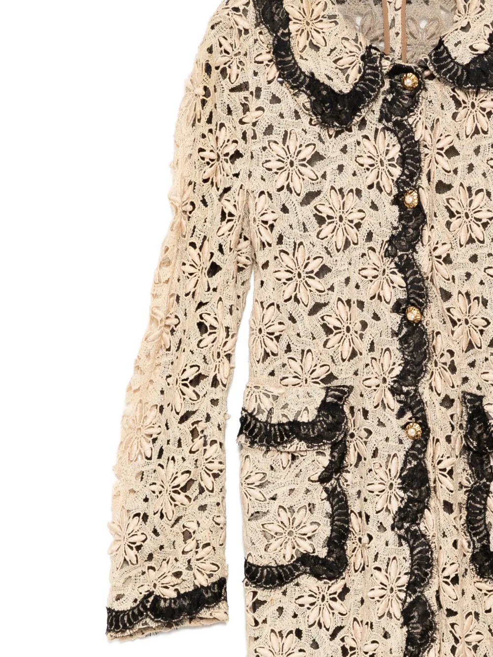 Dolce & Gabbana Pre-Owned Floral Crochet Laced Coat | Neutrals