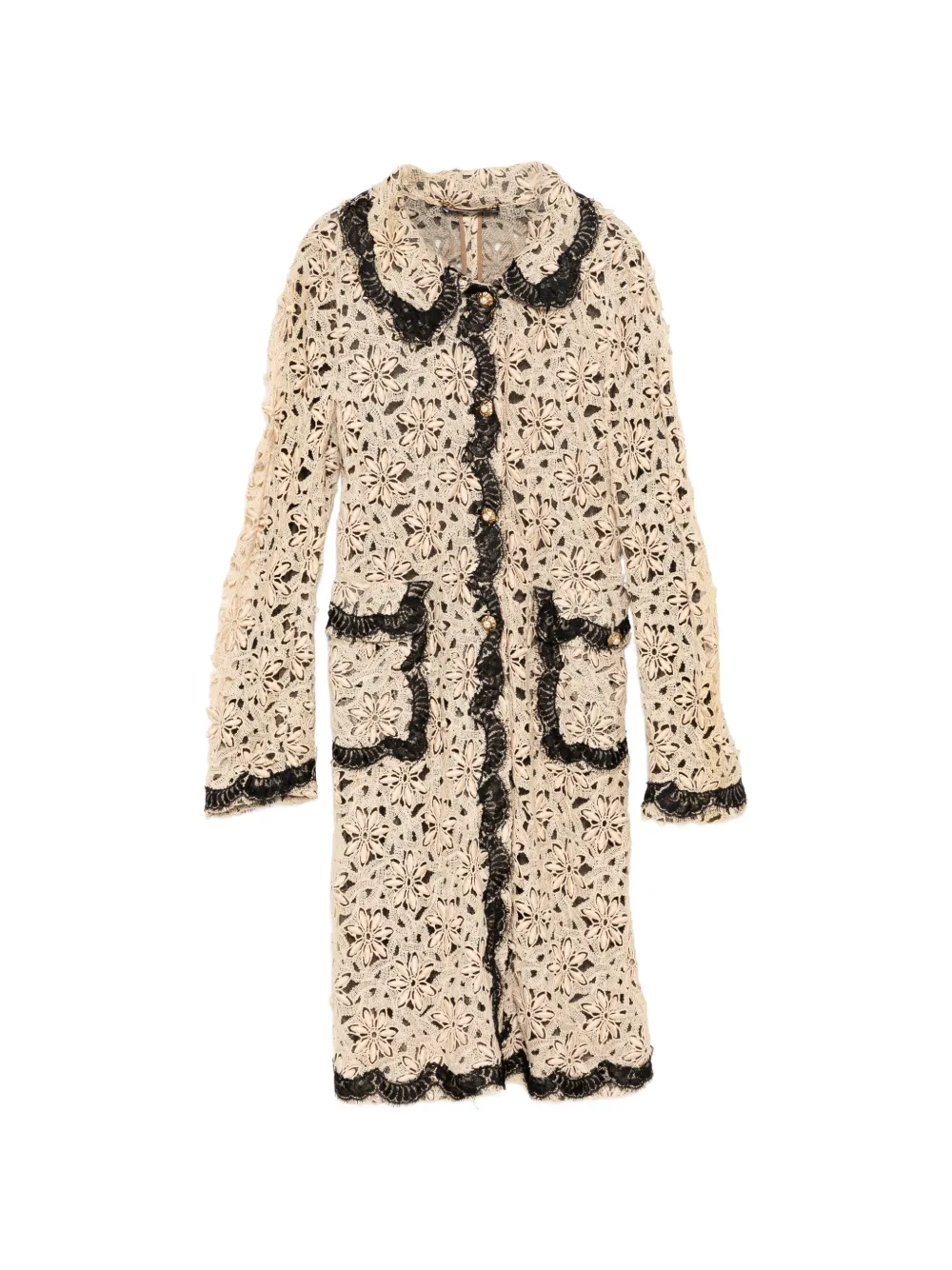 Dolce & Gabbana Pre-Owned floral crochet laced coat - Toni neutri