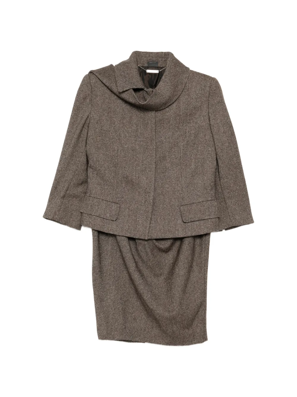 Alexander McQueen Pre-Owned 2005 Brown Tailored Wool Skirt Suit Set - Marrone