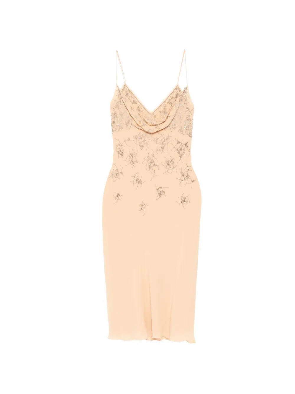 Christian Dior Pre-Owned Silk Nude Embellished Slip Midi Dress - Toni neutri