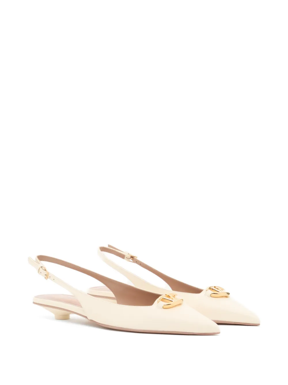Valentino Garavani VLogo The Bold Edition kalfsleren slingback ballerina's 20mm Beige