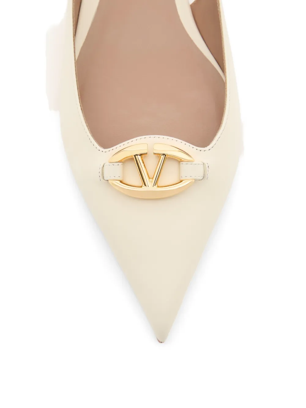 Valentino Garavani VLogo The Bold Edition kalfsleren slingback ballerina's 20mm Beige