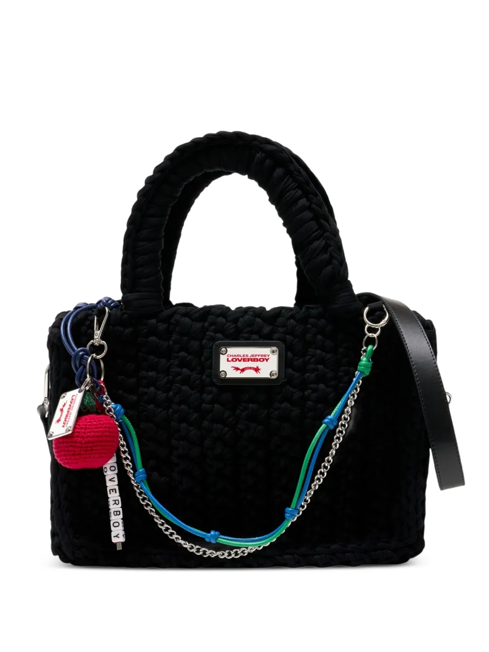 Charles Jeffrey Loverboy Nana apple-charm tote bag - Black