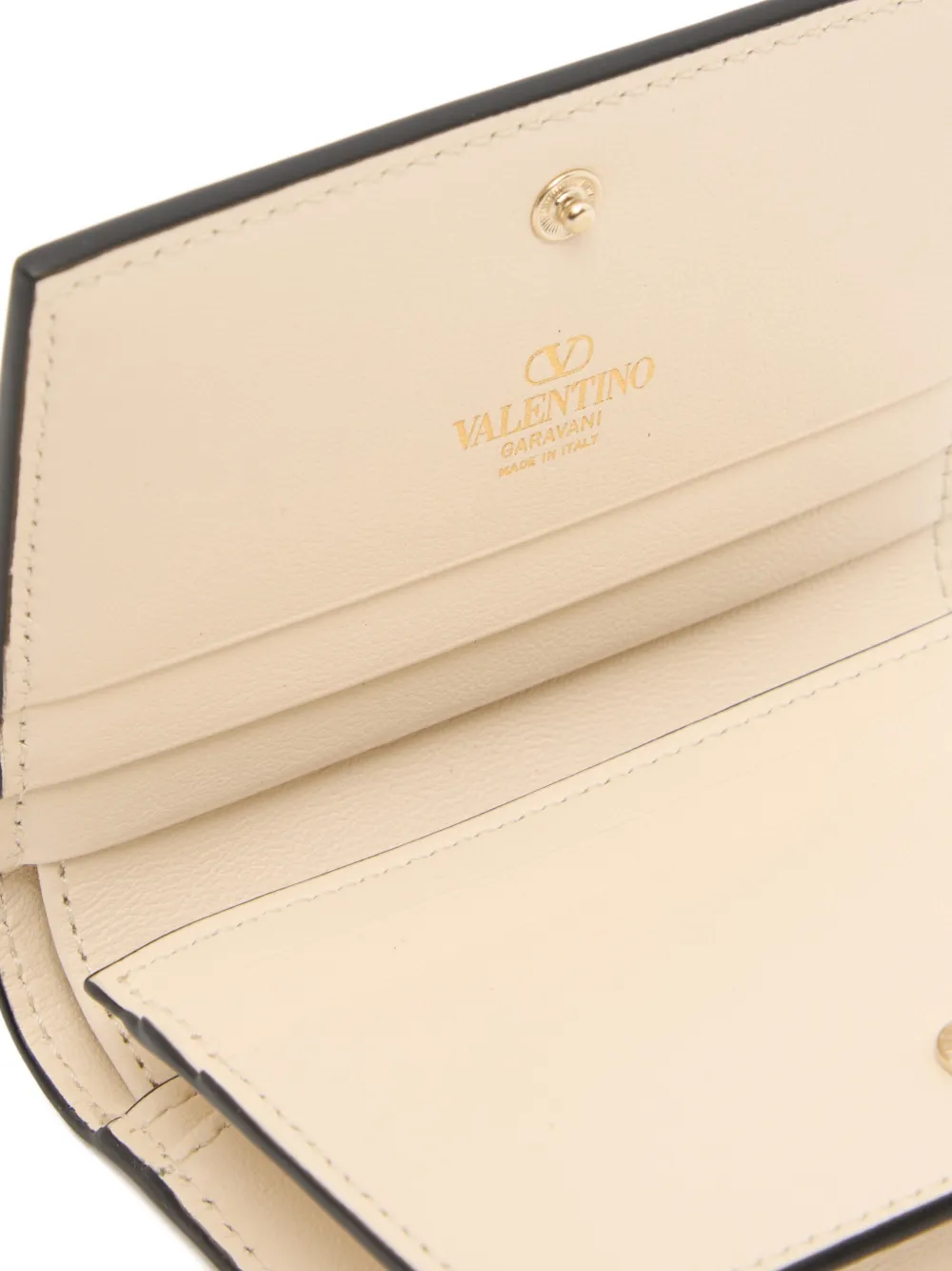 Valentino Garavani VLogo kleine kalfsleren portemonnee Beige