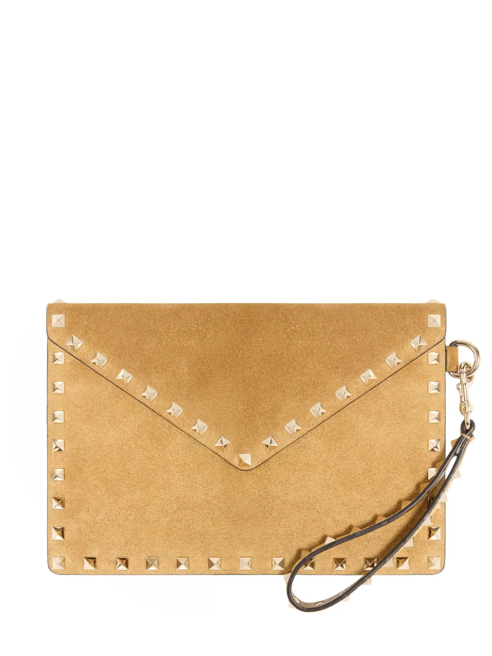 Valentino Garavani Rockstud suede clutch bag - Toni neutri
