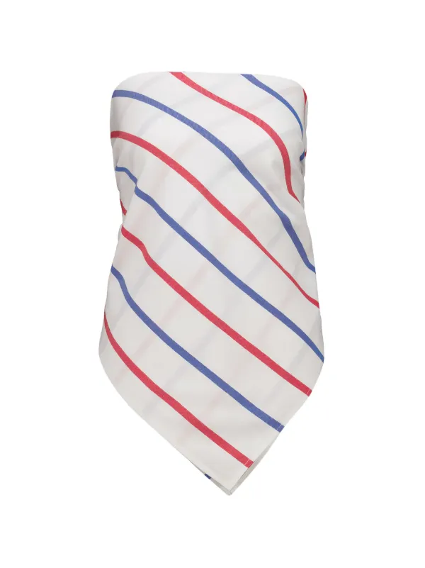 Marrakshi Life The Triangle Striped Blouse in White
