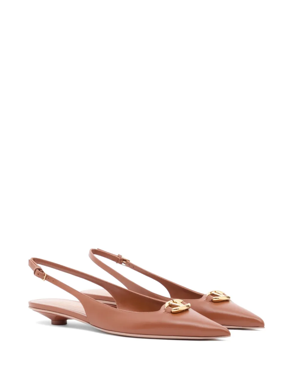Valentino Garavani VLogo the Bold Edition kalfsleren slingback ballerina's 20 mm Bruin