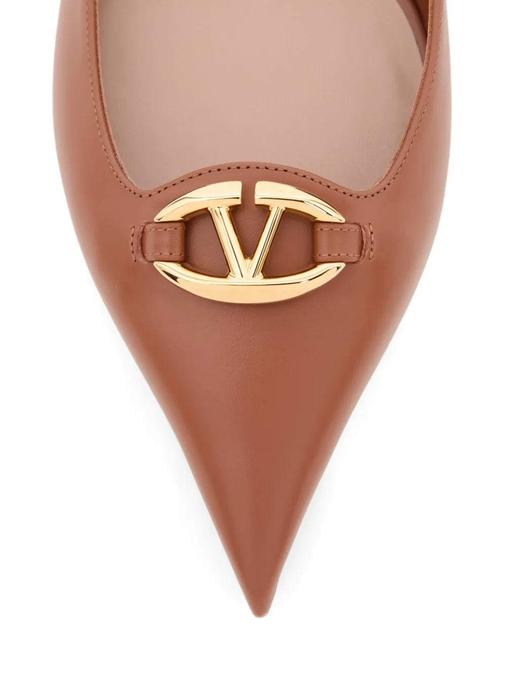 Valentino Garavani VLogo the Bold Edition kalfsleren slingback ballerina's 20 mm Bruin