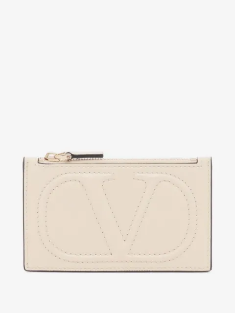 Valentino Garavani VLogo Walk zipper card holder in calfskin