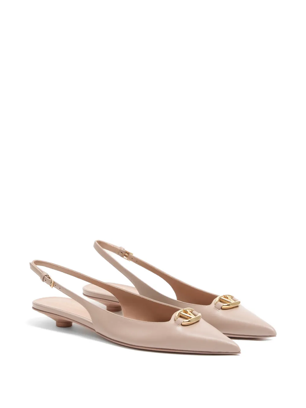 Valentino Garavani VLogo The Bold Edition kalfsleren slingback ballerina's 20mm Beige