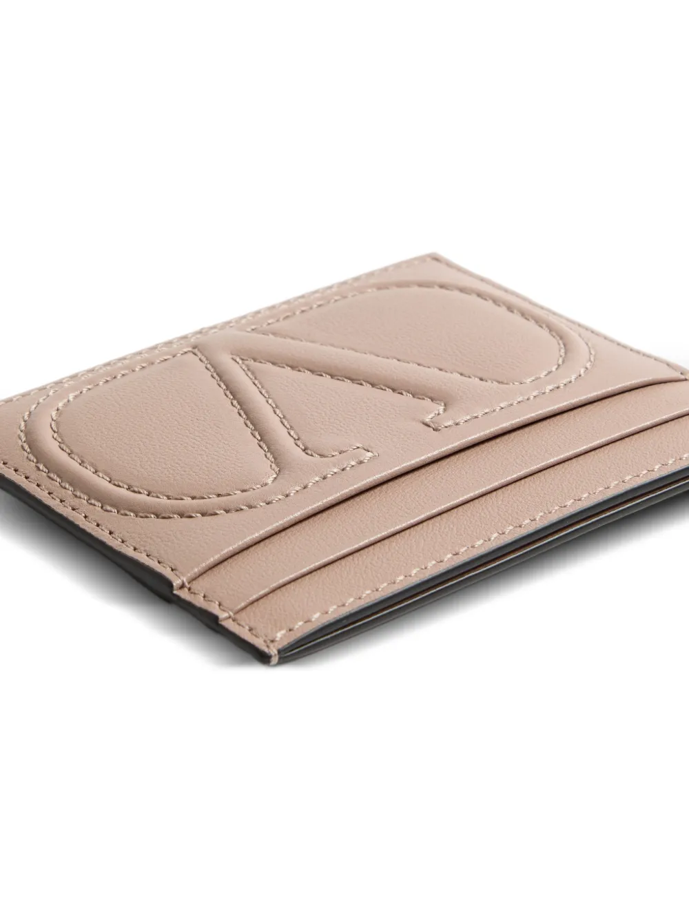 Valentino Garavani VLogo Walk kalfsleren pasjeshouder Beige