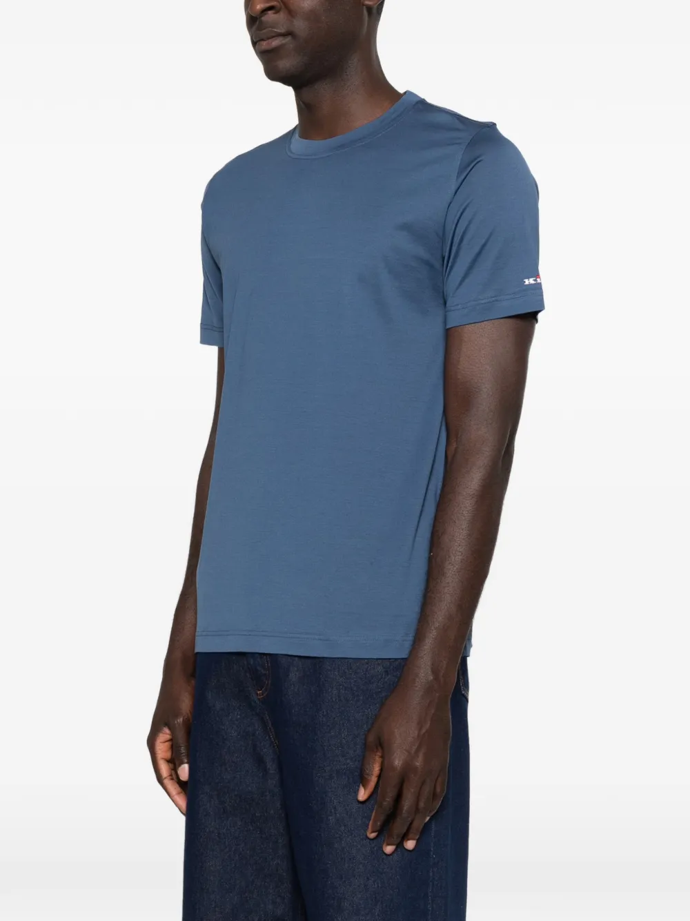 Kiton T-shirt met geborduurd logo Blauw