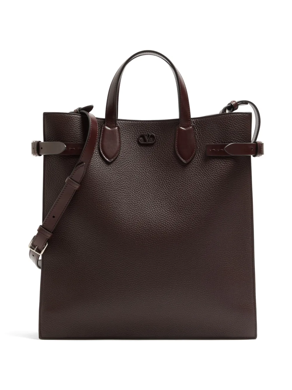 Valentino Garavani Antibes medium shopping bag in grained leather - Marrone