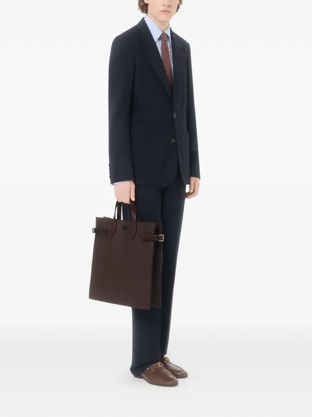 Valentino Garavani Antibes medium shopper van korrelig leer Bruin