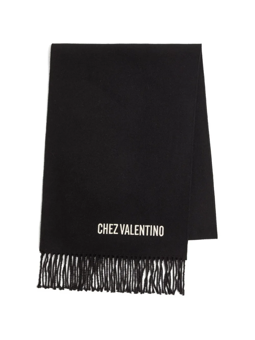 Valentino Garavani Sciarpa in lana con ricamo VLogo - Nero