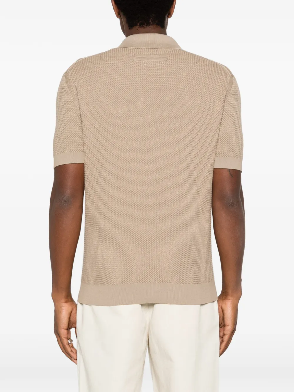 Zegna Wafelgebreid T-shirt met V-hals Beige