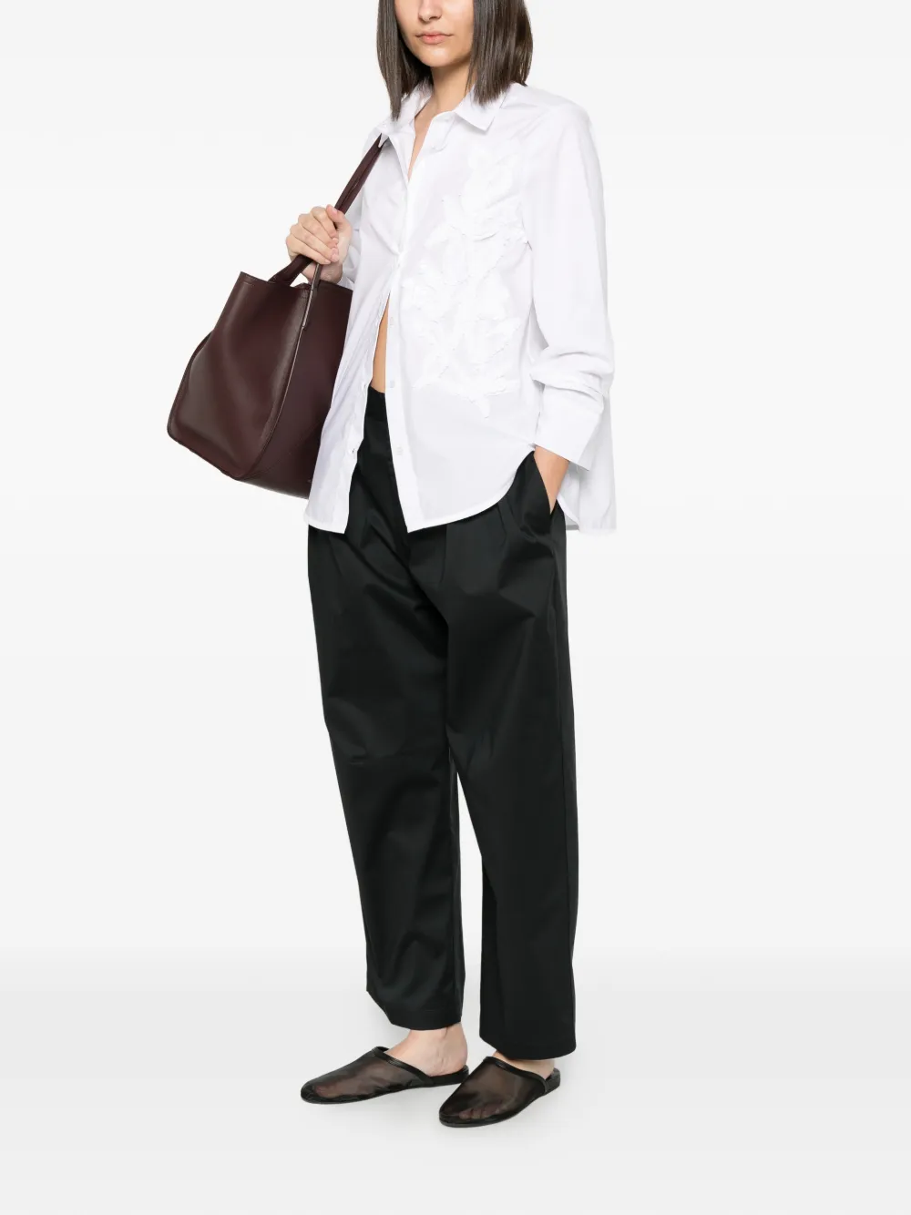  Why Ci Camisa Con Bordado Floral - Blanco 