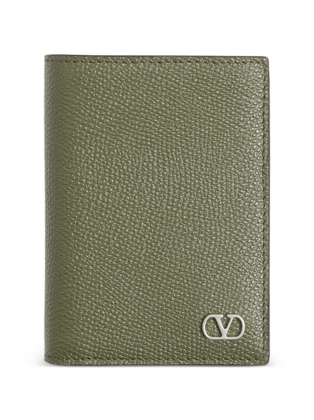 Valentino Garavani VLogo Signature Cardholder In Grainy Calfskin - Verde