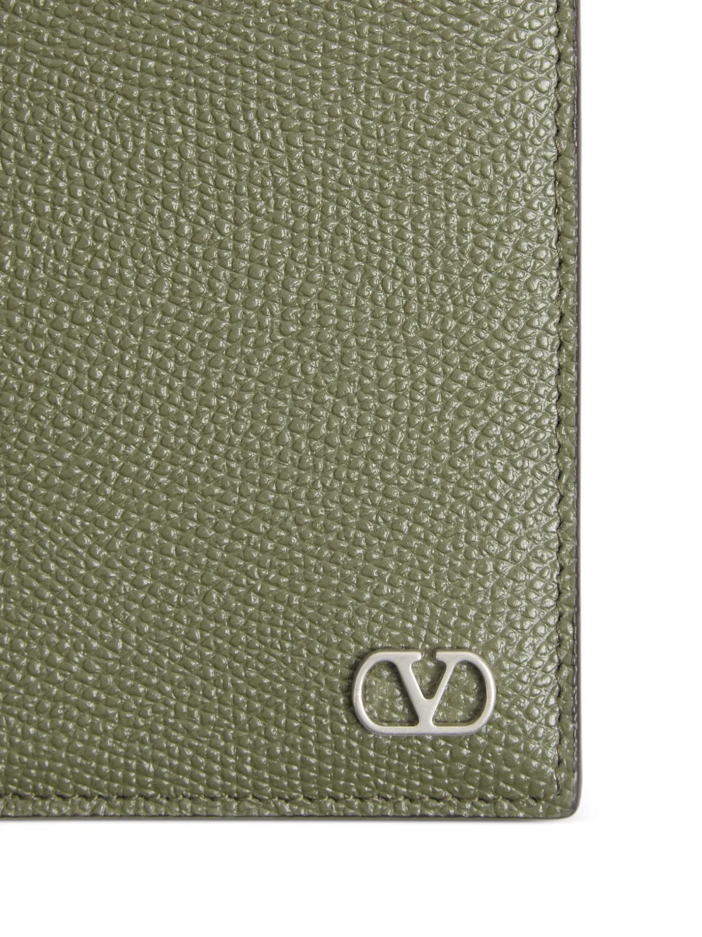 Valentino Garavani VLogo Signature pasjeshouder van korrelig kalfsleer Groen