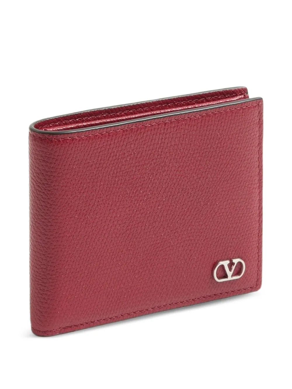 Valentino Garavani VLogo Signature portemonnee van bewerkt leer Rood
