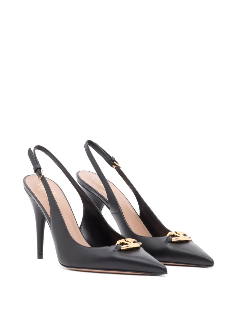 Valentino Garavani Vlogo The Bold Edition kalfsleren slingback pumps 100 mm Zwart