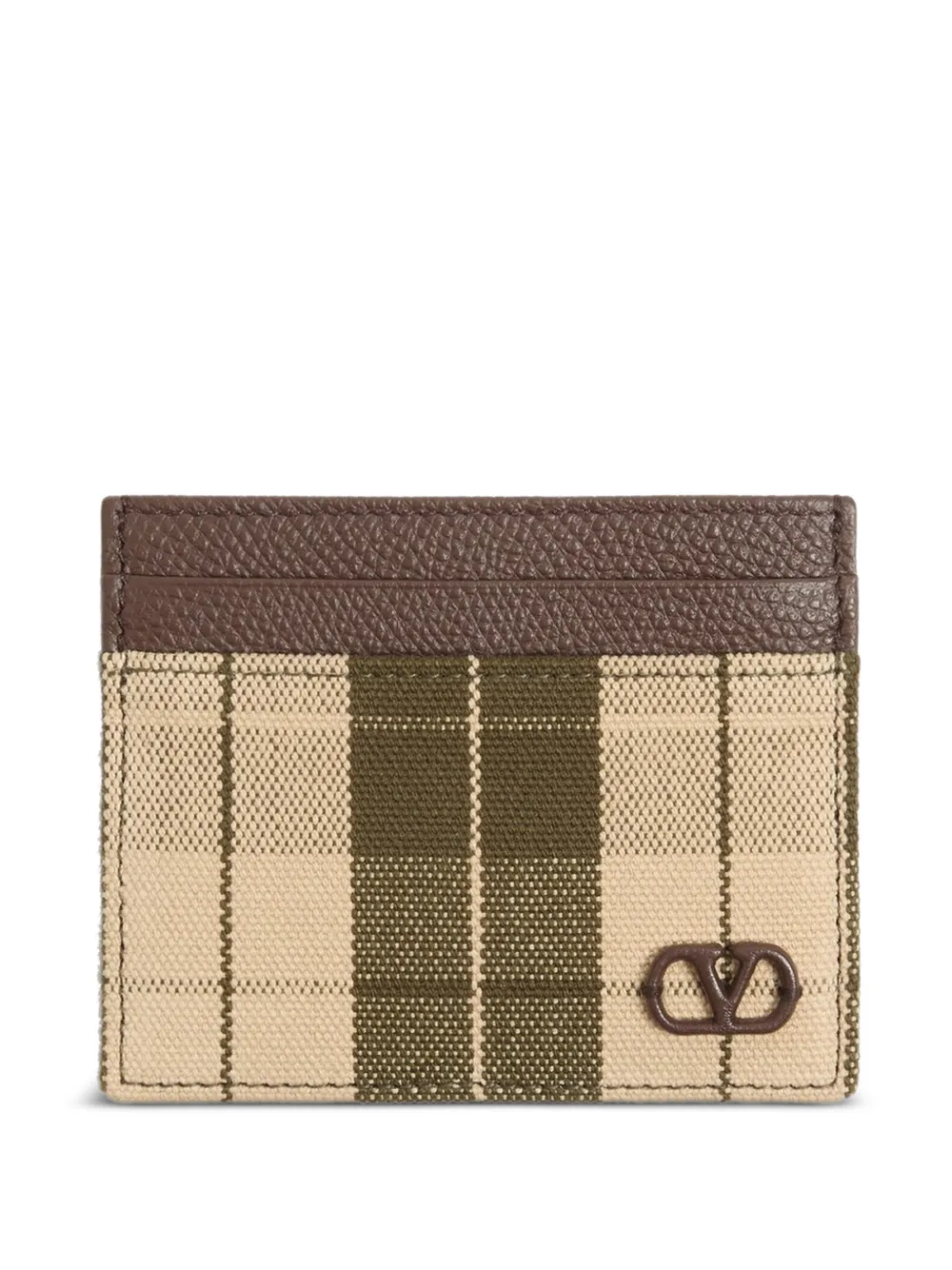 Valentino Garavani VLogo Signature cardholder in checked fabric - Braun