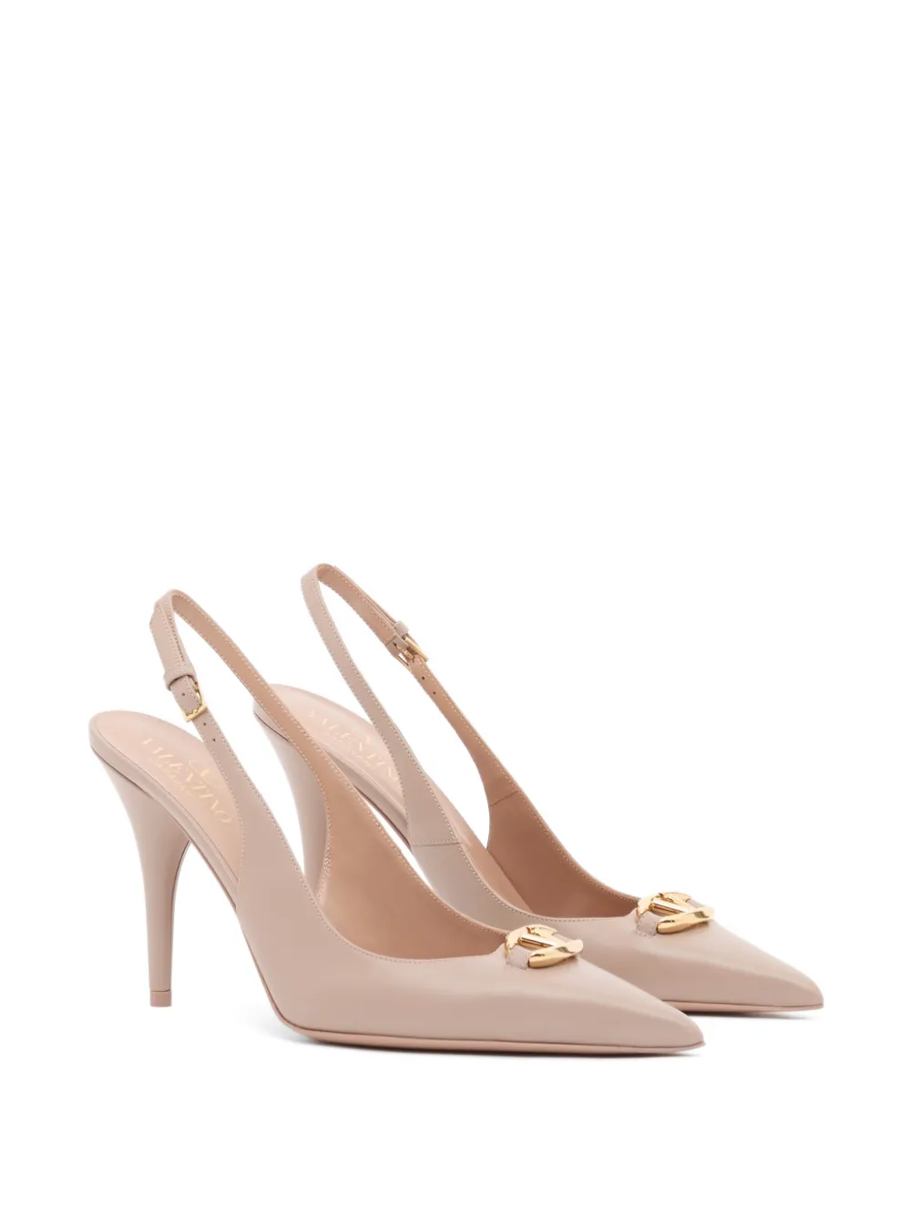 Valentino Garavani Vlogo The Bold Edition kalfsleren slingback pumps 100 mm Beige
