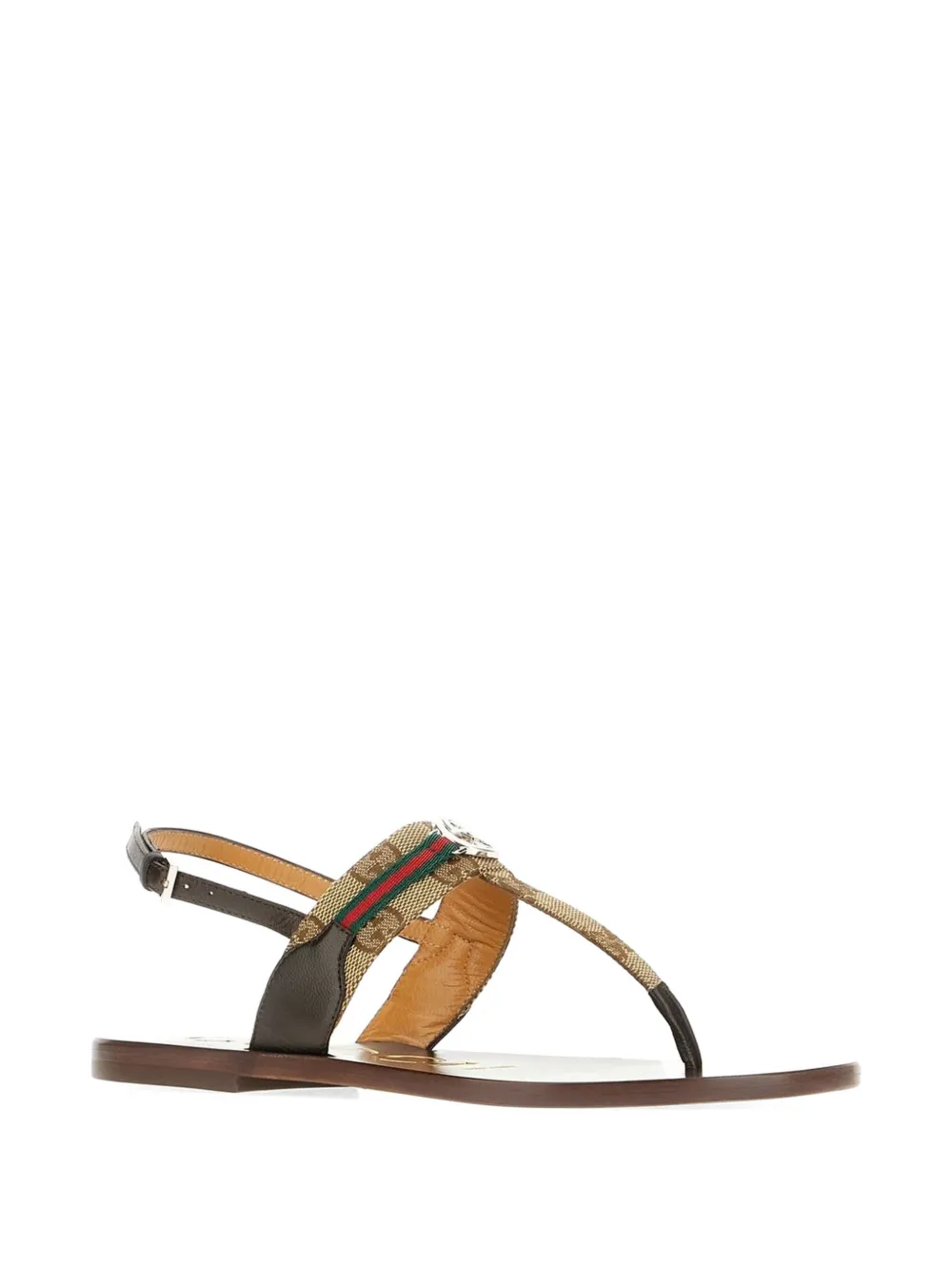 Gucci GG Supreme Web-stripe sandals Beige