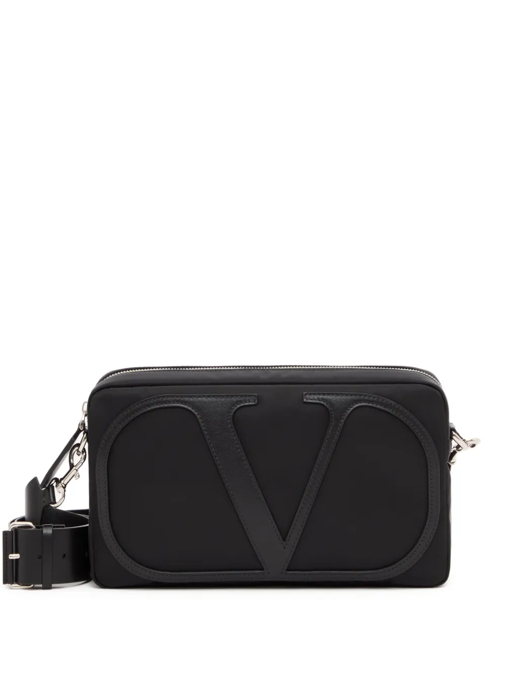 Valentino Garavani Borsa a tracolla VLogo Signature XL in nylon con Vlogo in pelle - Nero