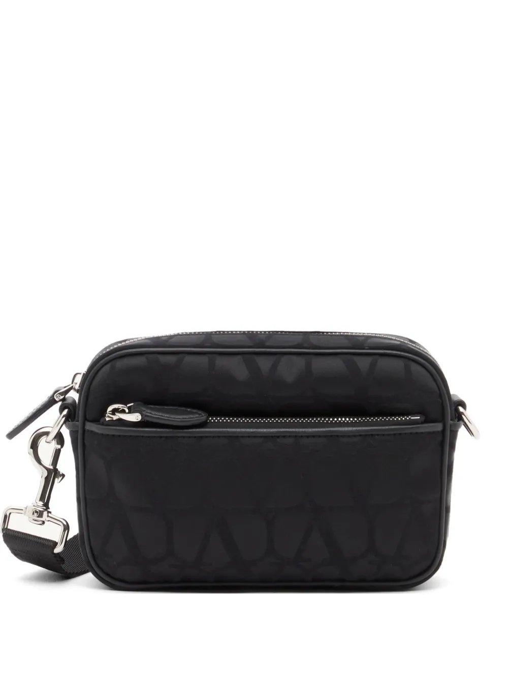 Valentino Garavani Borsa a tracolla Toile Iconographe mini in tessuto tecnico con dettagli in pelle - Nero