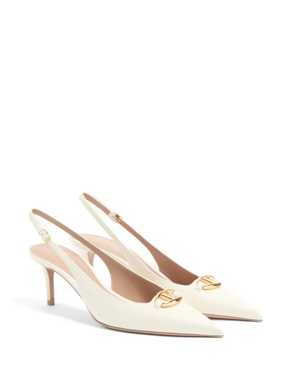 Valentino Garavani VLogo The Bold Edition kalfsleren slingback pumps 60 mm Wit