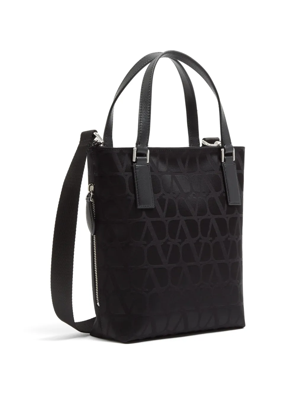  Valentino Garavani Bolso Shopper Toile Iconographe Mini En Tejido Técnico Con Detalles De Piel - Negro 