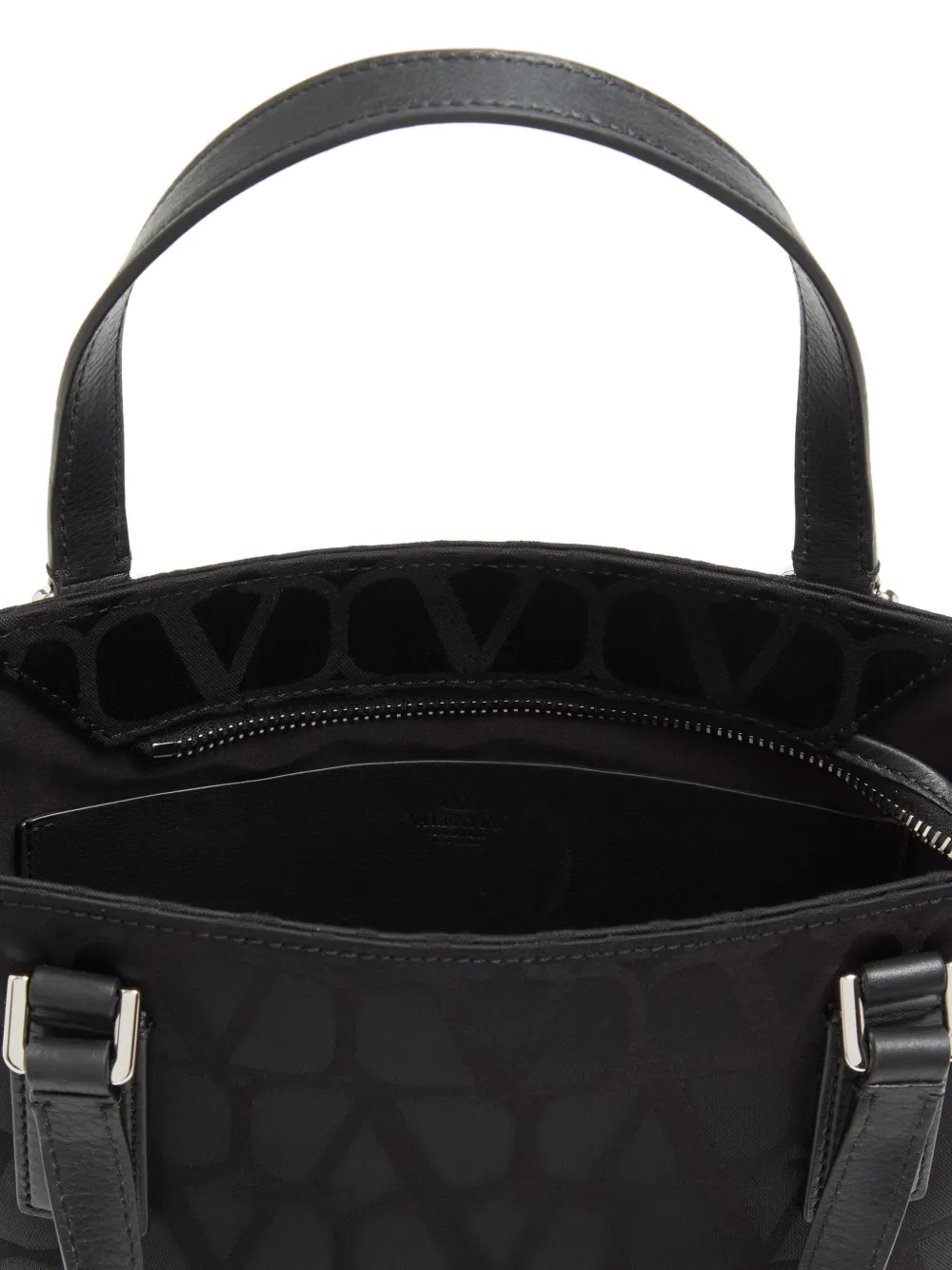 Valentino Garavani Toile Iconographe mini-shopper in technische stof met leren details Zwart
