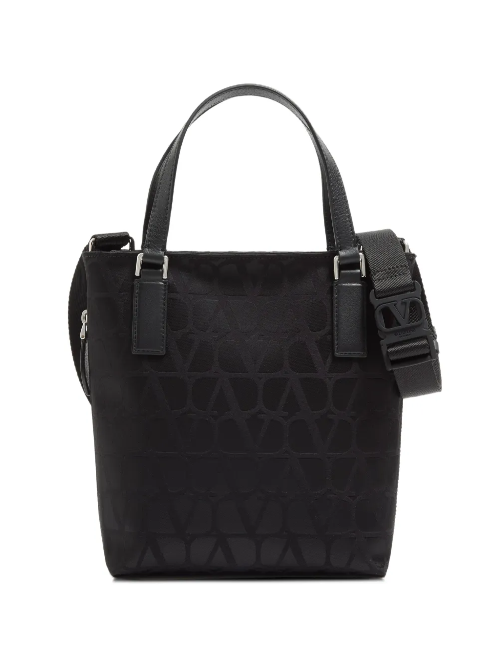 Valentino Garavani Borsa shopper Toile Iconographe mini in tessuto tecnico con dettagli in pelle - Nero