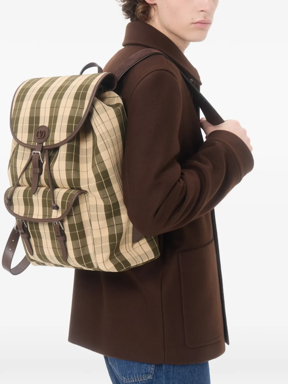 Valentino Garavani Antibes geruite rugzak Beige