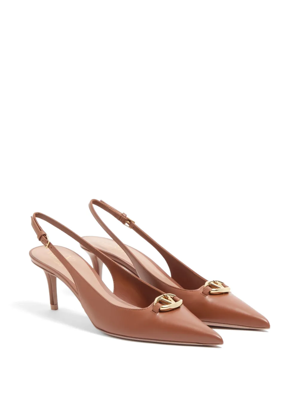 Valentino Garavani VLogo The Bold Edition kalfsleren slingback pumps 60 mm Bruin