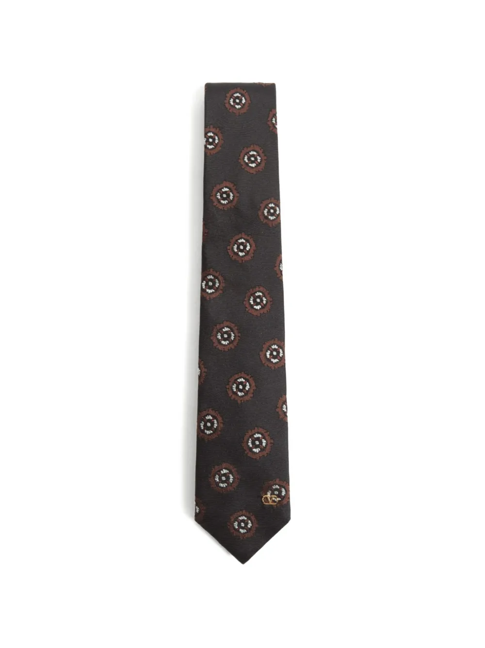 Valentino Garavani Valentie silk jacquard tie with geometric pattern - Nero