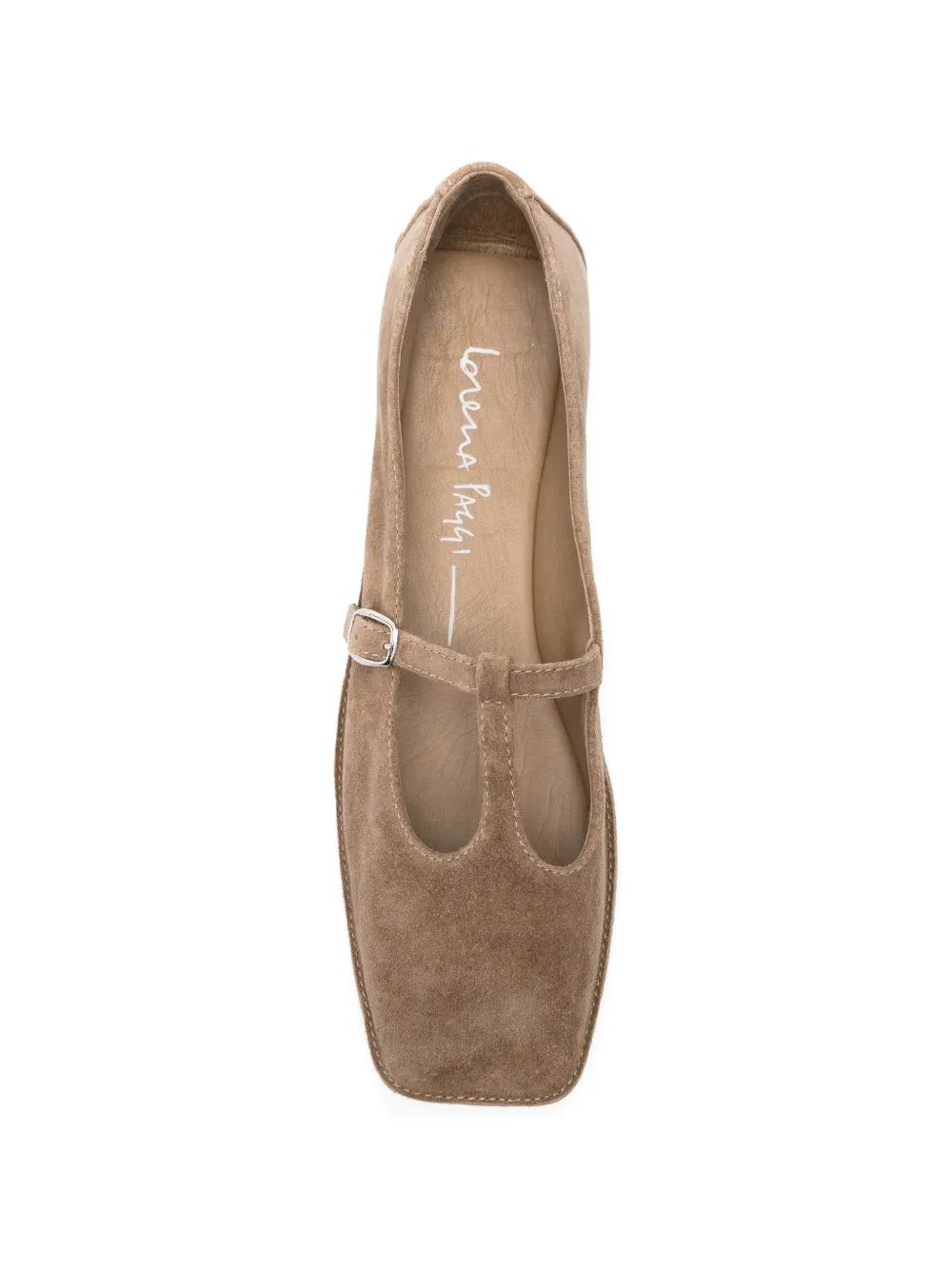 lorena paggi Suède ballerina's met T-bandje Beige