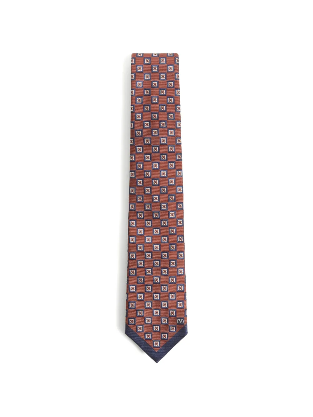 Valentino Garavani Valentie jacquard silk tie with geometric pattern - Braun
