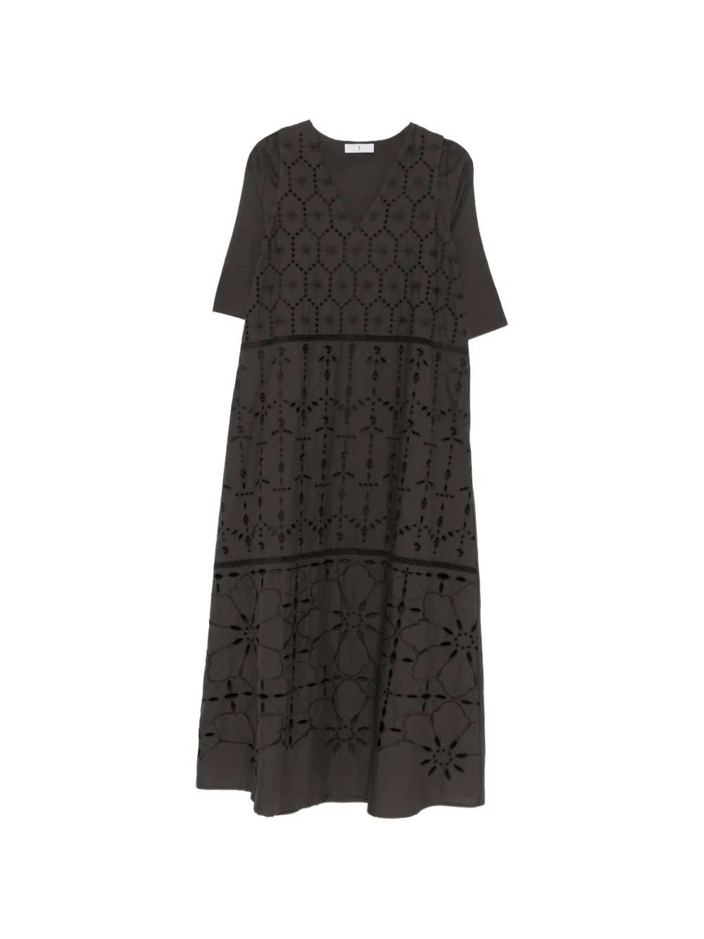 Why Ci broderie-anglaise midi dress - Brown