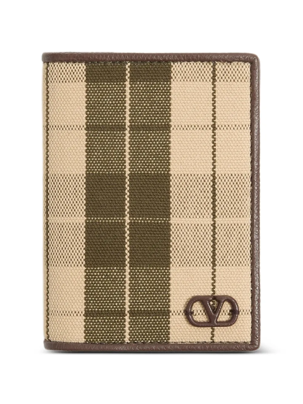 Valentino Garavani VLogo Signature cardholder in checked fabric - Toni neutri