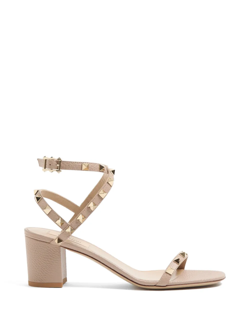 Valentino Garavani Rockstud kalfsleren sandalen met elandenprint en bandjes 60 mm Beige