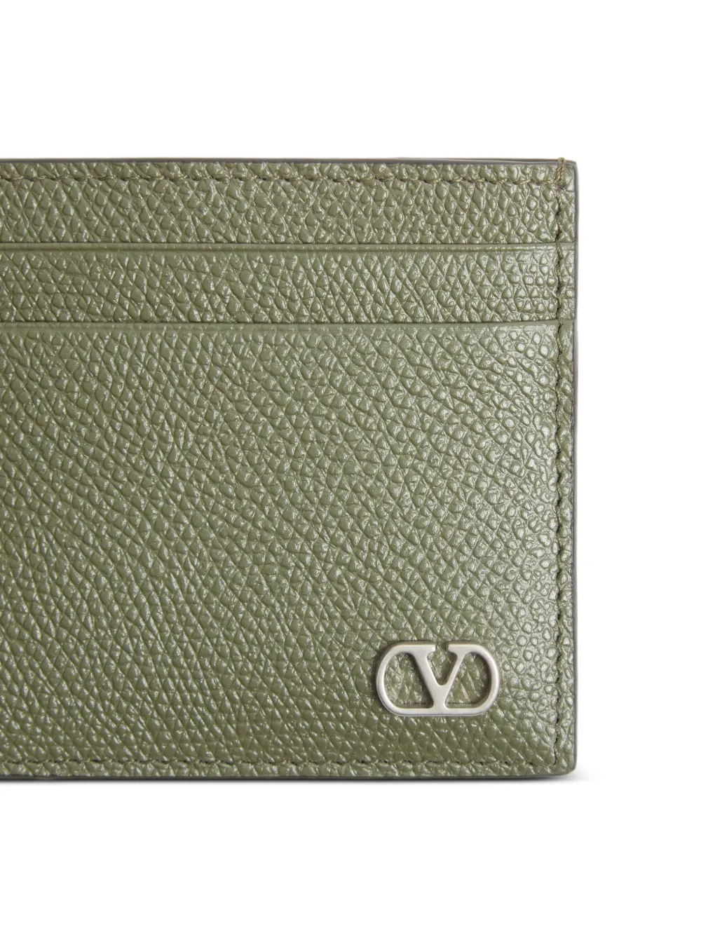 Valentino Garavani VLogo Signature pasjeshouder van korrelig kalfsleer Groen