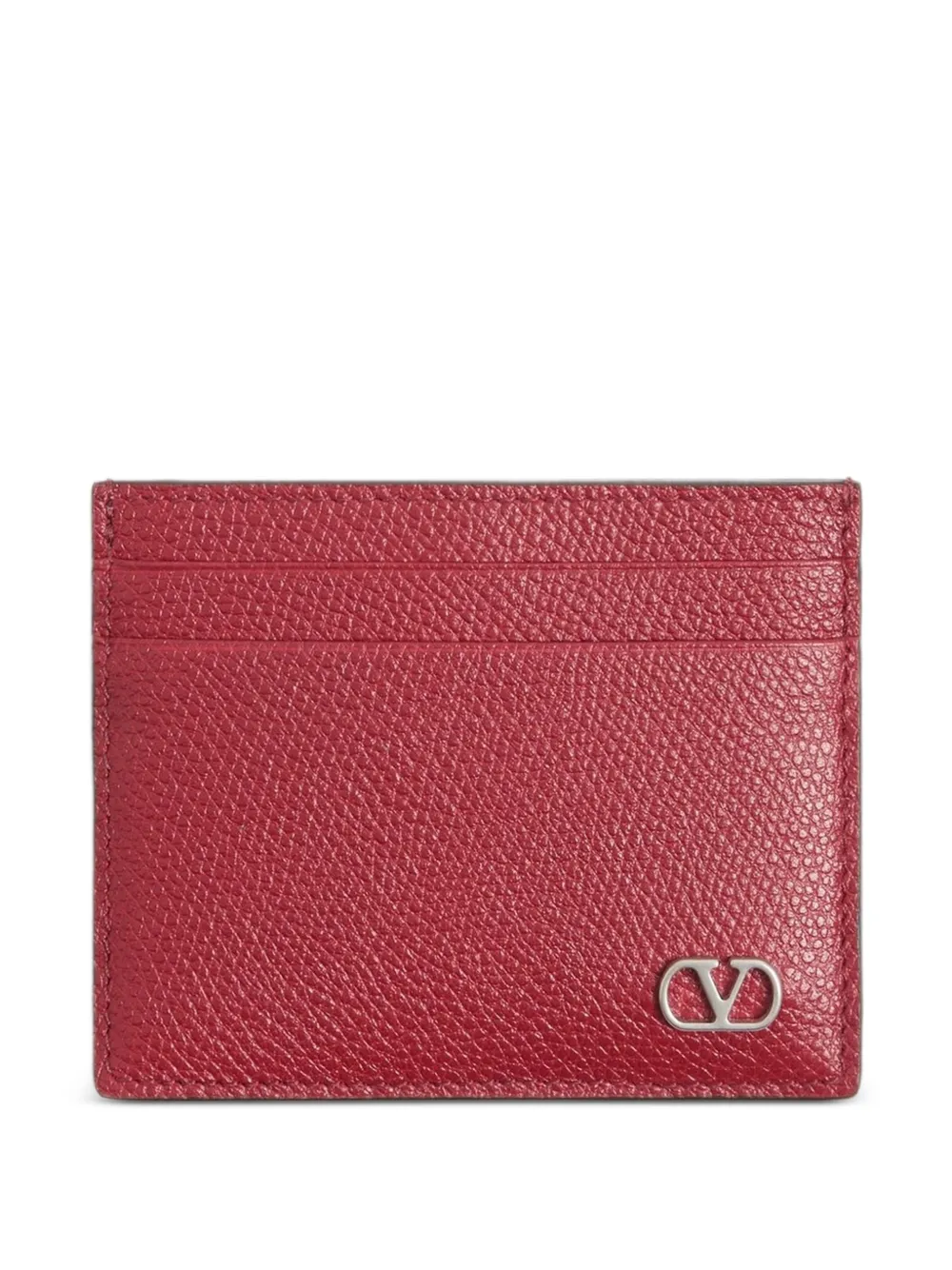 Valentino Garavani VLogo Signature cardholder in grainy calfskin - Rosso