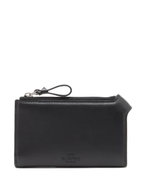 Valentino Garavani Rockstud zip card holder in calfskin