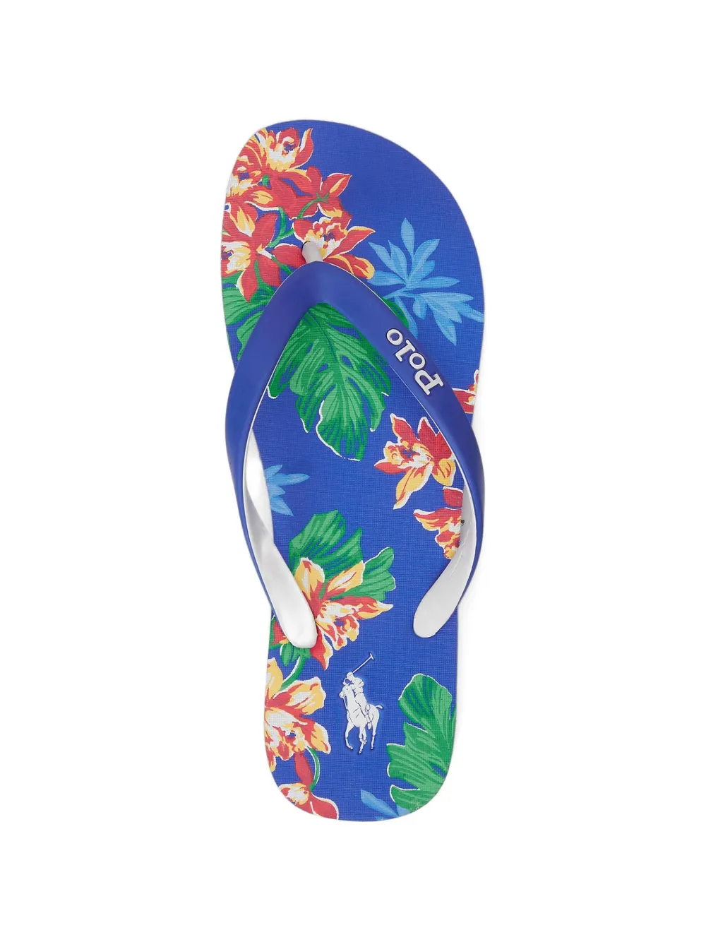 Polo Ralph Lauren floral-print logo-strap flip flops Blauw
